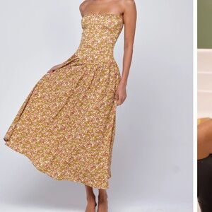 RESA Floral Strapless Maxi Dress - Pink and Green